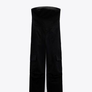 Elegant Black Zara Strapless Cargo Jumpsuit